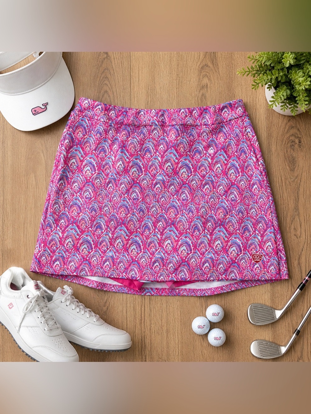 Vineyard Vines Pink and Blue Printed Golf Skortee